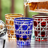 Ensemble de verres en cristal classiques faits à la main, design Edo Kiriko multicolore, 300 ml, grande capacité, style japonais, pour whisky, bière, vin