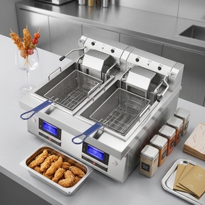 <span class=keywords><strong>Friteuse</strong></span> électrique intelligente en acier inoxydable 12L+12L avec écran LCD, protection contre la surchauffe et réservoir d'huile amovible pour usage commercial - Product Image 1