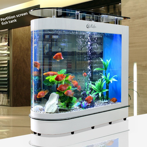 Luxo Modern Retangular <span class=keywords><strong>Fish</strong></span> Tank Aquário Eco-Friendly Gabinete Integrado Cantos Arredondados Vidro Água Display Sala 32L - Product Image 3