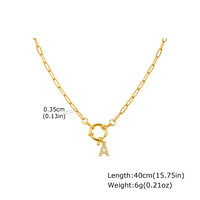 Collier personnalisé avec initiale en acier inoxydable plaqué or 18 carats pour femmes, chaîne à maillons en forme de trombone, bijoux imperméables