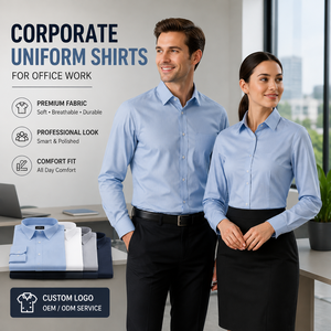 เสื้อเชิ้ตยูนิฟอร์มสำหรับงานออฟฟิศ แขนยาว ติดกระดุม สำหรับผู้ชาย ชุดทีมมืออาชีพ รับสกรีนโลโก้ ชุดพนักงานธุรกิจ - Product Image 1