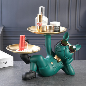 Creative riche <span class=keywords><strong>chien</strong></span> ornement foyer clé plateau <span class=keywords><strong>de</strong></span> rangement bureau assiette à bonbons décoration <span class=keywords><strong>de</strong></span> la maison pendaison <span class=keywords><strong>de</strong></span> crémaillère cadeau - Product Image 3