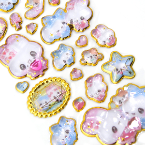 Autocollants 3D en cristal gonflés en forme de <span class=keywords><strong>lapin</strong></span> Kawaii <span class=keywords><strong>japonais</strong></span>, autocollants à bulles en époxy avec feuille d'or pour scrapbooking et décoration de coque de téléphone - Product Image 4