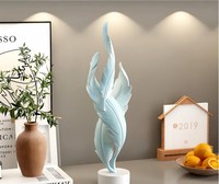 Sculpture de plumes de luxe, décoration de table en résine abstraite, statue moderne électroplaquée pour salon, bureau, étagère