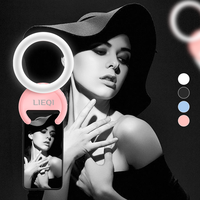 LIEQI – lampe annulaire Rechargeable à Clip avec 40 LED pour smartphone, appareil photo de forme ronde