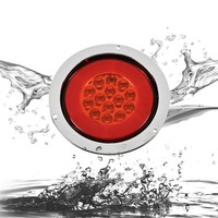 Feu arrière LED rond pour camion, avec bride blanche, pour remorque porte-conteneurs CIMC, fonctions Stop, Frein, Clignotant, Marche arrière, couleurs Rouge, Ambre, Blanc, 24V, Étanche