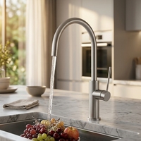 Robinet mélangeur de cuisine monocommande en acier inoxydable, pivotant, chaud/froid, à poser sur plan, avec cartouche céramique, vente en gros