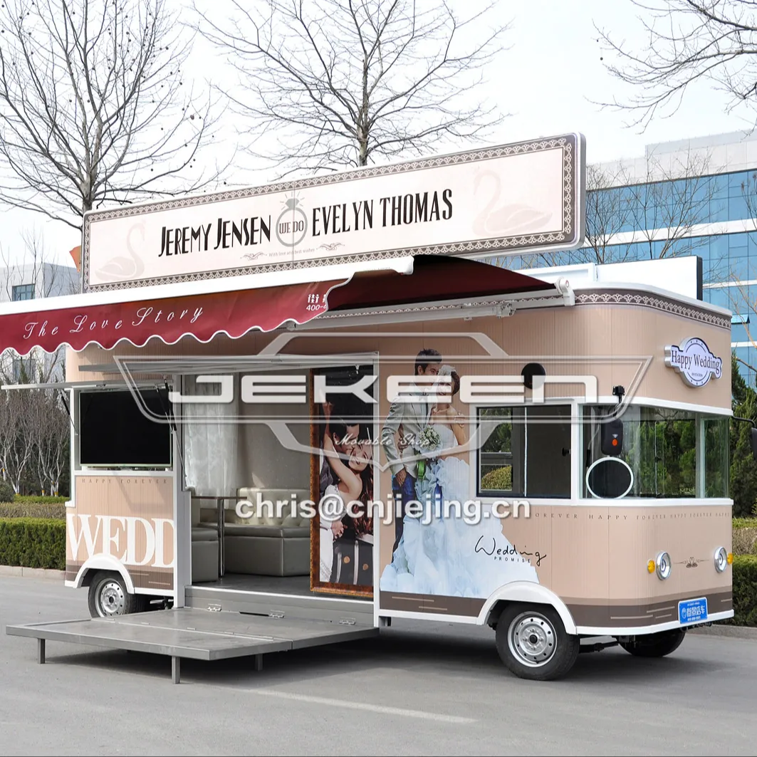 JEKEEN Photo Studio Exhibition Mobile Food Truck ristorante completamente attrezzato 5.4m camion di nozze personalizzato