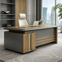 Bureau de direction moderne de luxe avec armoire de rangement, table de PDG en bois, mobilier de bureau à domicile, poste de travail
