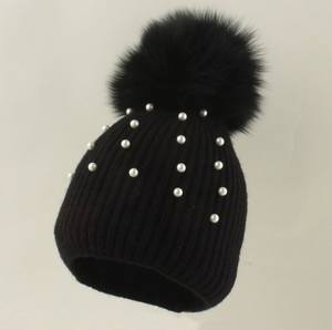 Chapeau boule en fourrure naturelle pour femme Cachemire de haute qualité avec incrustation de perles Chapeau chaud <span class=keywords><strong>sans</strong></span> bord <span class=keywords><strong>Pompon</strong></span> Chapeau - Product Image 6