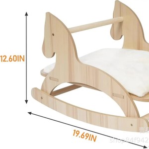 Cama de Madera Maciza para Gatos con Diseño de Caballo Balancín, 12.60 Pulgadas de Alto, 19.69 Pulgadas de Largo, Mueble Multifuncional para Mascotas de Interior para Gatos Pequeños - Product Image 1