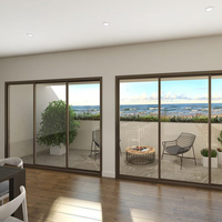Porte coulissante moderne en aluminium sur mesure à rupture de pont thermique avec verre, design pour patio, pour le marché australien, villa, maison, balcon, vente en gros