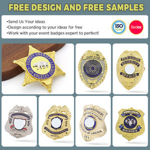 Distintivo di sicurezza in metallo personalizzato con supporto per portafoglio in pelle lucidato per la stampa UV di Souvenir di sicurezza della fabbrica - Product Image 3