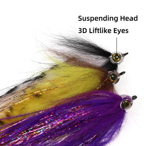 2/0 # 레인보우 존커 스트리머 플라이 서스펜딩 헤드 3D 물고기 눈 토끼 스트립 큰 바닷물 플라이베이스 파이크 송어 낚시 미끼 - Product Image 3