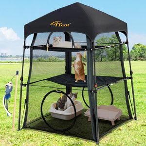 Itent Chat Enclos Chaton Chat Tour Tente 3 Niveaux Écologique Chat Cage Portable Pliable Deux Portes Conception 15kg Capacité Tout - Product Image 1