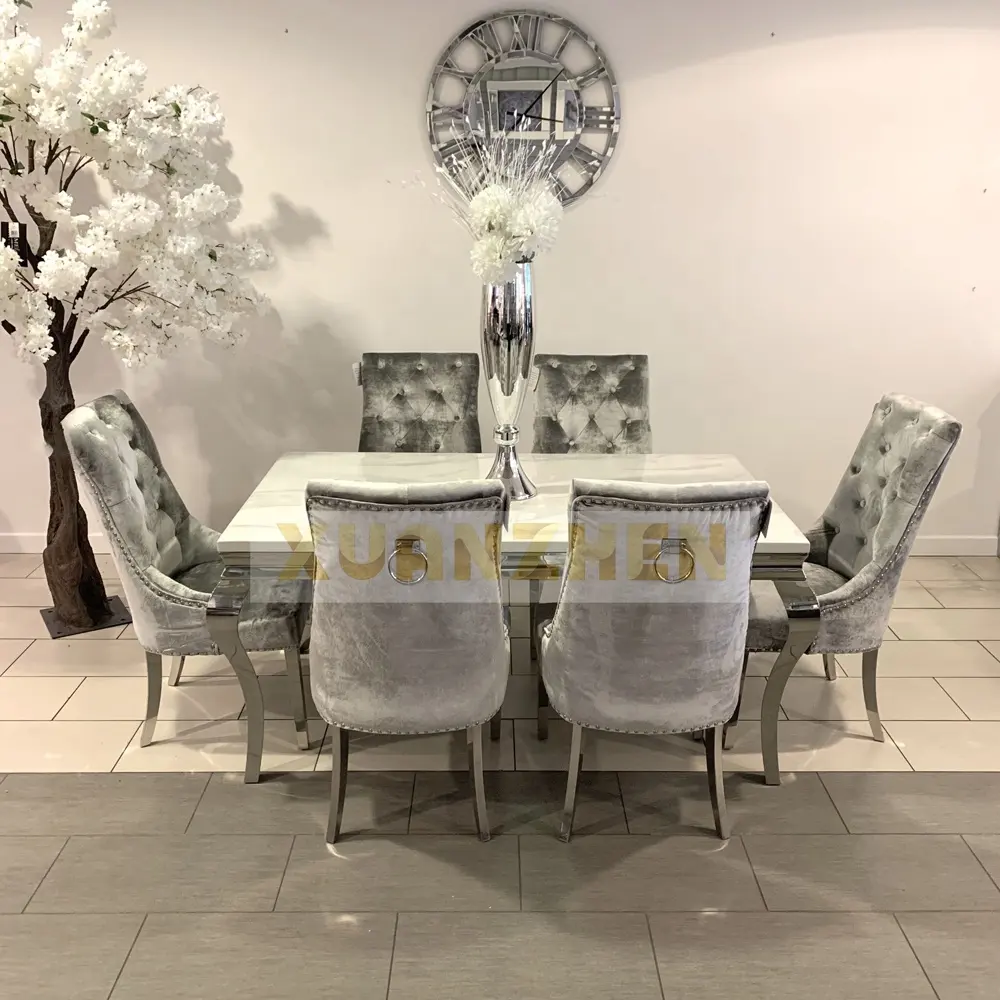 Mobiliário, sala de estar, pedra de mármore, mesa de jantar, mármore, moderno, luxo, mesa de jantar conjunto de mesa de jantar