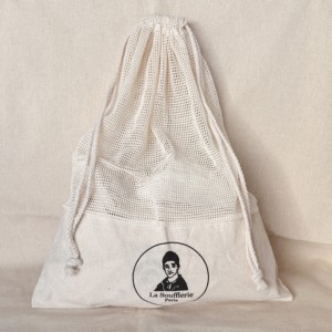 Sacs en filet de coton avec cordon de serrage, lavables, réutilisables, recyclables, écologiques, biodégradables - Product Image 2