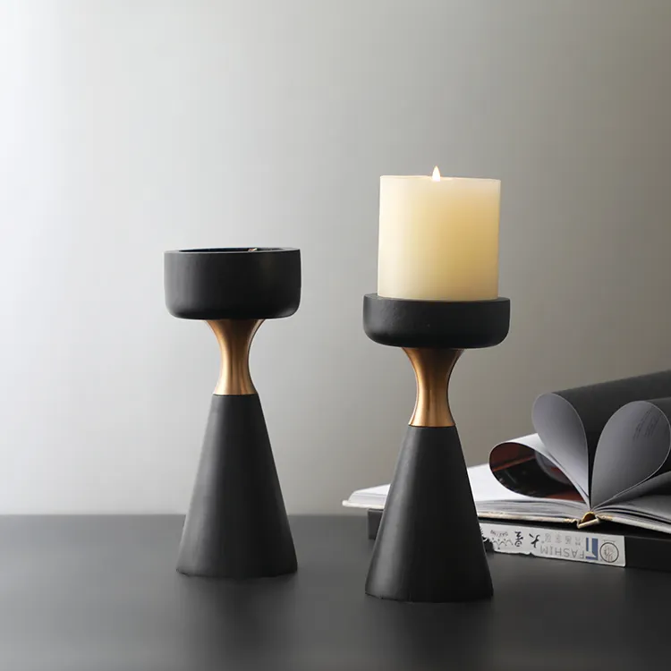 Craft Candle Holder Black Mdf Wood Goods Decorative Modern Classical Design Home Home Decoration