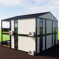 CE 40 pieds, Fabrication en usine, Double toit triangulaire à deux niveaux, Terrasse extérieure, Module moderne préfabriqué, Style hôtelier, Appartement, Maison, Villa
