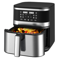 Appareil de cuisine plus récent meilleure vente sans huile couleur écran tactile numérique friteuse à air visible 8L