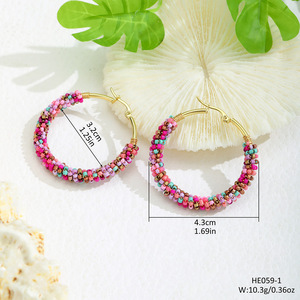 Pendientes de Aro para Mujer, Coloridos, con Cuentas, de Acero Inoxidable, Joyería para Fiestas, Accesorio de Moda - Product Image 2