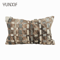 Housse de coussin sur mesure en peluche douce, élégante et luxueuse, patchwork imprimé animal, carrée, pour la décoration du canapé