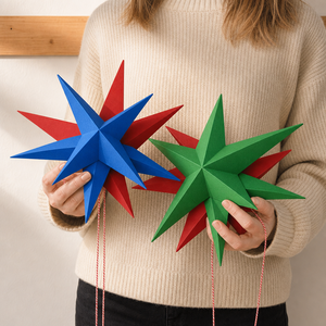 Decorazioni Natalizie Sunbeauty: Stelle di Carta Rosse, Blu e Verdi da Appendere, Ornamenti per Feste e Centri Commerciali - Product Image 4