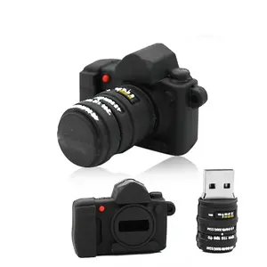 Özelleştirilmiş PVC kamera şekli USB flash sürücü 2.0 3.0 4GB 8GB 16GB 32GB silikon USB bellek sürücü anahtarlık ile