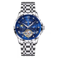 Montre de luxe pour homme, entièrement automatique, mécanique, résistante à l'eau 3BAR, cadran à aiguilles, verre Hardlex, bracelet en acier inoxydable