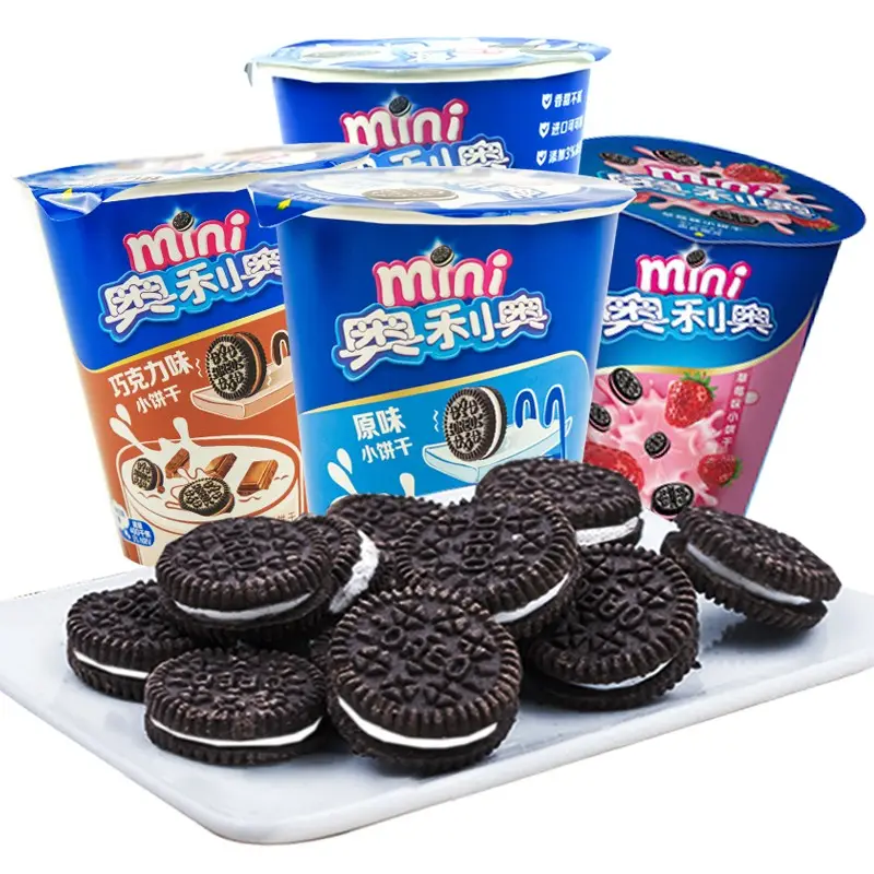 Originale Oreo Mini biscotto 55g dolce fragola sapore asiatico snack esotici prezzo all'ingrosso scatola di imballaggio biscotti