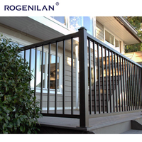 Rogenilan Rampe de terrasse extérieure en aluminium Main courante de câble noir conçue sur mesure