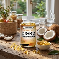 Ausreson OEM Complément Végétalien Vitamine D3 K2 B12 pour des Os Sains et Forts 50000 UI Calcium Magnésium Vitamine D3 K2 Capsules Molles