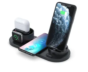 OEM ODM 2023 Best Seller On Alibaba Most Sold Product Fast Qi 15W Phone 6 in 1 Wireless Charger Stand for AirPods IWatch