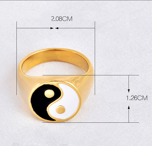 Bague en forme de damier avec un grand cœur en acier inoxydable Bague chevalière <span class=keywords><strong>Tai</strong></span> Chi Yin Ying Yang Bijoux de mode pour femmes <span class=keywords><strong>Moi</strong></span> - Product Image 2