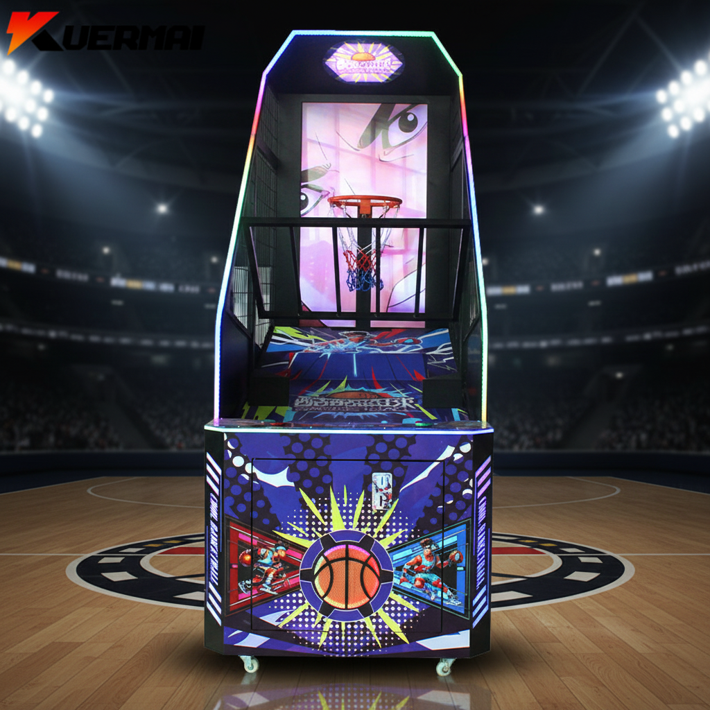 High Quality Coin Operated Kids Basketball Game Machine Basketball Hoops Machine With Screen