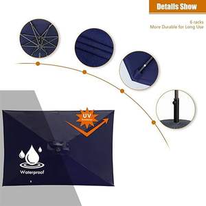 Salon De jardin Exterieur LED Iluminado Solar Patio Paraguas Inclinación y Manivela Exterior Rectangular Jardín <span class=keywords><strong>Terraza</strong></span> Restaurante Sombrilla - Product Image 4