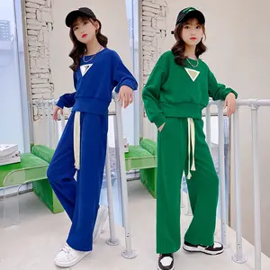 2024 nuovo stile coreano primavera 2 pz Top e pantaloni in cotone a maglia Casual sport Set di vestiti per adolescenti