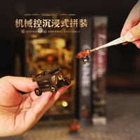Kit DIY de niche à livres Steampunk en gros, kit de maison miniature DIY, maison de poupée miniature avec éclairage LED pour serre-livres