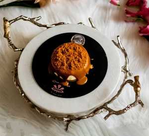 Plateau de service en marbre de luxe avec poignées en métal en forme de branche, plateau décoratif pour servir des desserts, pour la maison et les mariages - Product Image 5