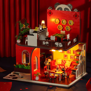 Nuovo anno fai da te in legno in miniatura Panda cinese con sedia e scrivania Mini stile giocattolo nuovo anno Set di case delle bambole - Product Image 6