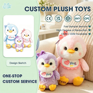 Peluche pingouin personnalisable en gros, jouet en peluche doux, mascotte réaliste, échantillon rapide, service OEM, couleur rose, version professionnelle - Product Image 1