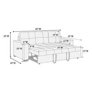 DB <b>Convertible</b> Sectional Sleeper <b>Sofa</b> Blue Grey Chenille HS00-F6532 Soft Extendable Foldable for Living Room Hotel Apartment Use - Product Image 4