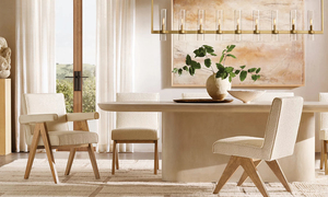 Fauteuil de salle à manger en bois de chêne géométrique, design à pieds en V, inspiré du style du milieu du siècle, pour projets hôteliers et de villas de luxe - Product Image 2