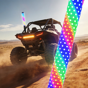APP Uzaktan Kumandalı Spiral RGB Kovala-Cağırma Işıklı Anten 1/2/3FT <span class=keywords><strong>2.2</strong></span> İnç Kalın Kırbaç Işığı Can-Am Maverick X3 UTV RZR Offroad için - Product Image 1