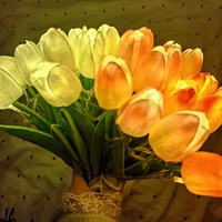 Tulipes avec lumière LED, fleurs artificielles, lampe de table, bouquet de tulipes simulées, veilleuse, cadeaux pour la décoration de la maison