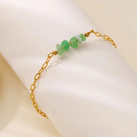 Bracelet à plusieurs rangs en éclats d'aventurine verte, bijoux délicats en acier inoxydable pour boutiques et cadeaux de fête des Mères