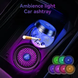 便利な車の灰皿LEDカラーアンビエントライト灰皿屋外タバコ葉巻灰皿ストア自動車部品