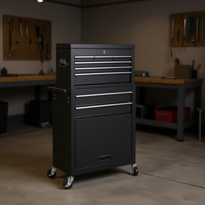 Caja de Herramientas Rodante de 8 Cajones, Metálica, para Almacenamiento en Garaje, con Ruedas Bloqueables, Parte Superior Desmontable, Asa de Empuje, Forma Rectangular - Product Image 2