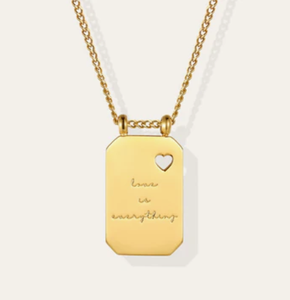 Love Is Everything collana cuore cavo Charm fede scritta a mano messaggi personalizzati inciso Pvd placcato oro Anti appannamento - Product Image 2