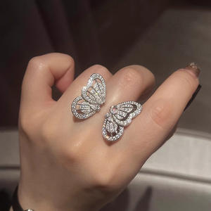 Anello con diamante a forma di farfalla Q999 in oro bianco, colore H, diamanti naturali, gioielli romantici da donna per l'uso quotidiano - Product Image 3